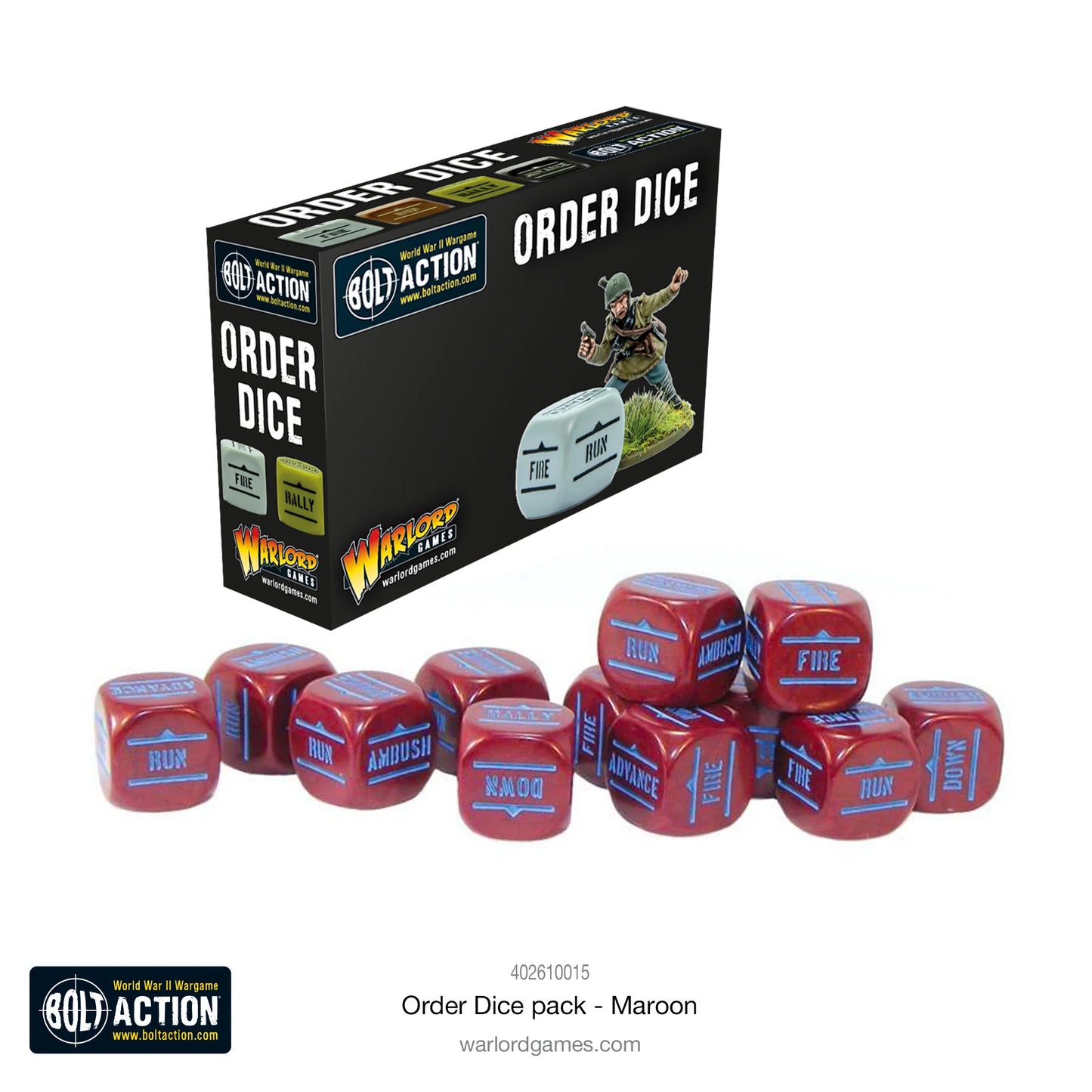 BOLT ACTION ORDER DICE MAROON