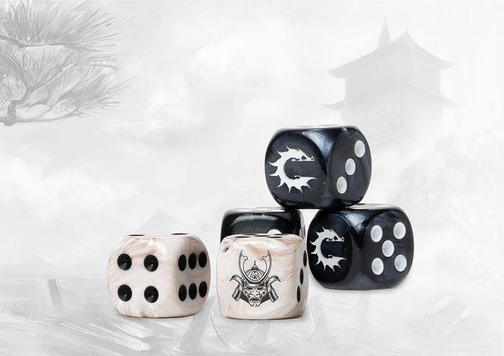 Conquest Logo on Dark Grey Marbled Dice - 24 per pack